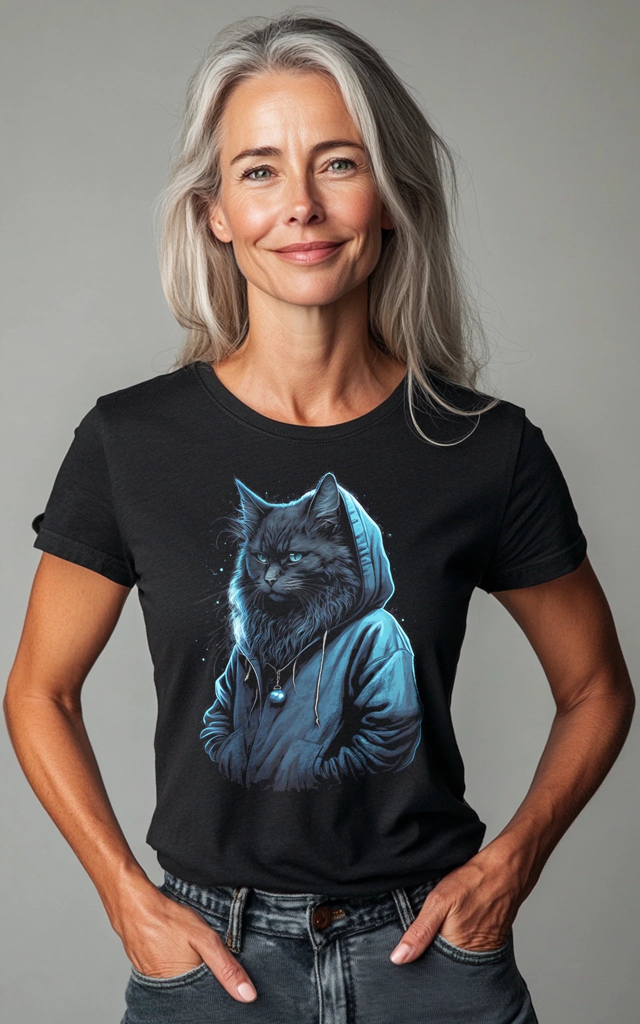 Detailansicht des Hooded Animal Maine Coon T-Shirt Designs