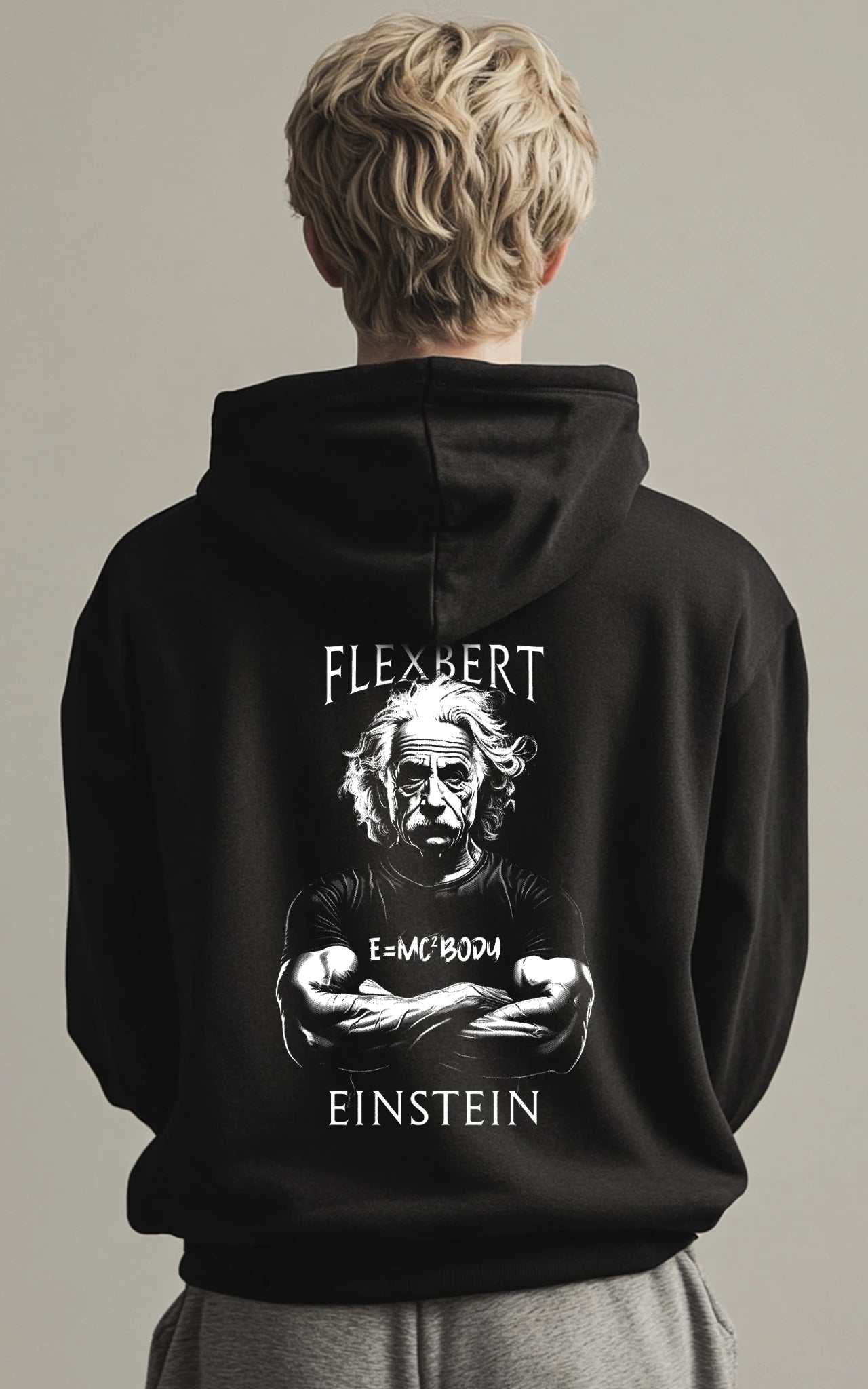 schwarzer meme Hoodie Flexbert Einstein - Backprint