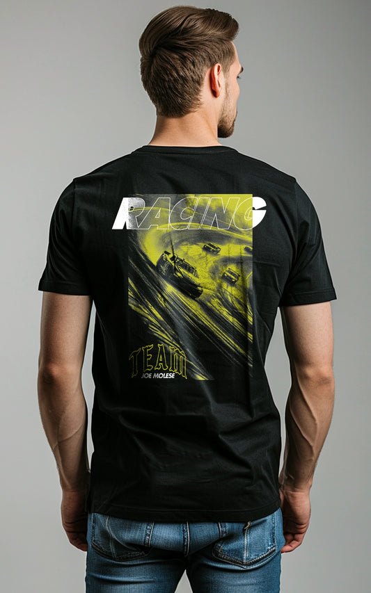     Rückansicht des Racing Track T-Shirts mit großem Nascar-Rennwagen Backprint