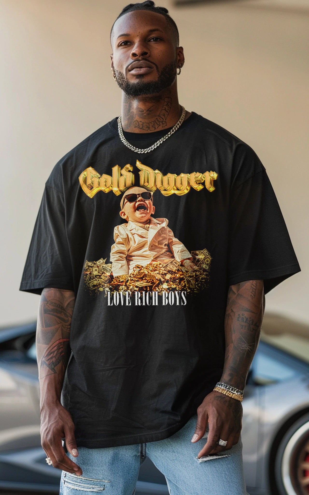 schwarzes Gold Digger Meme T-Shirt