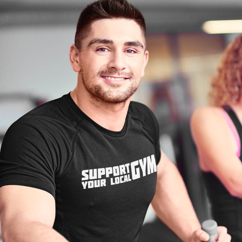 Supporter Herren T-Shirt support your local gym schwarz