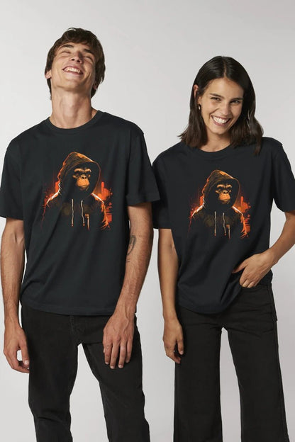 Hooded Animal Chimp Monkey Unisex T-Shirt black