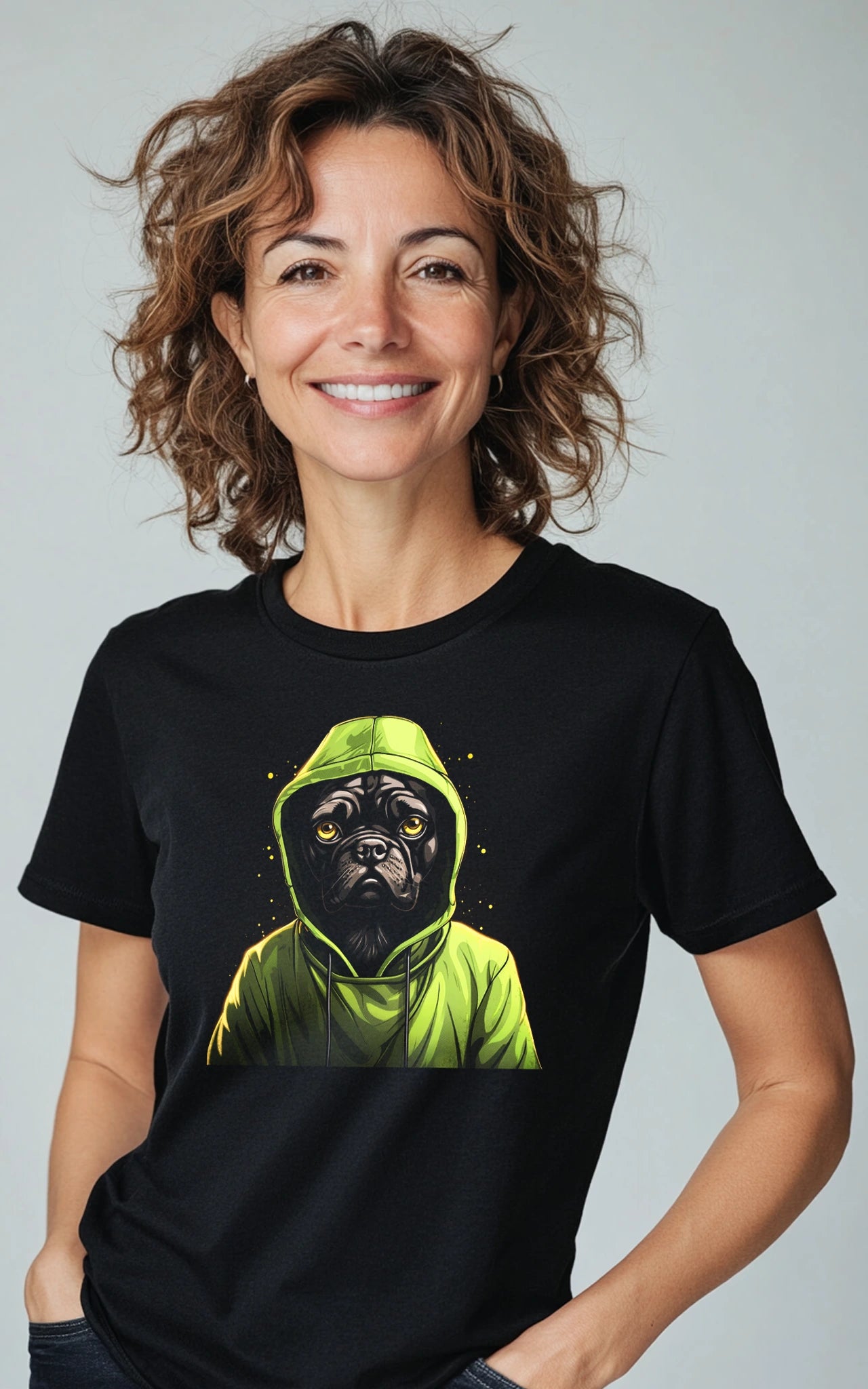 Mops T-Shirt mit Hoodie-tragendem Mops Design für Hundeliebhaber