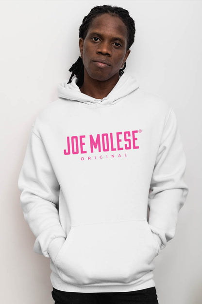 Unisex Bio-Hoodie Logo weiß / Pink